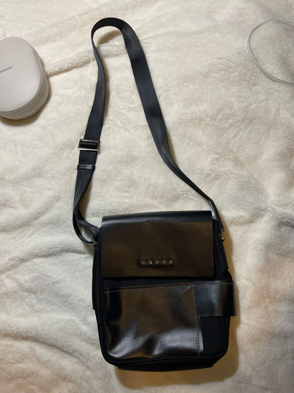Black Leather Messenger Bag for Men/women NEW